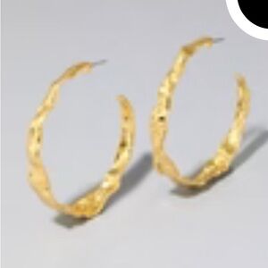 NWT Alexis Bittar Brut Textured Gold Hoop Earring